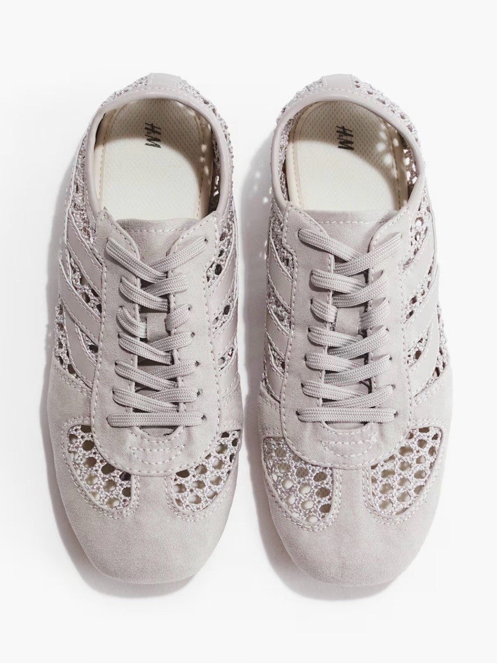 H&M Crochet Look Light Gray Sneakers Size 10 NWT